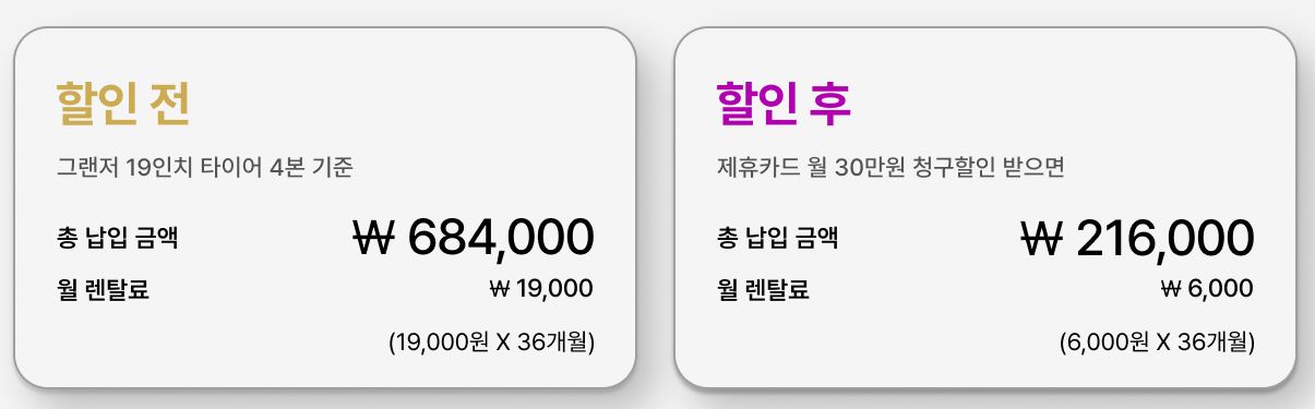 넥센타이어 렌탈 가격표 정리