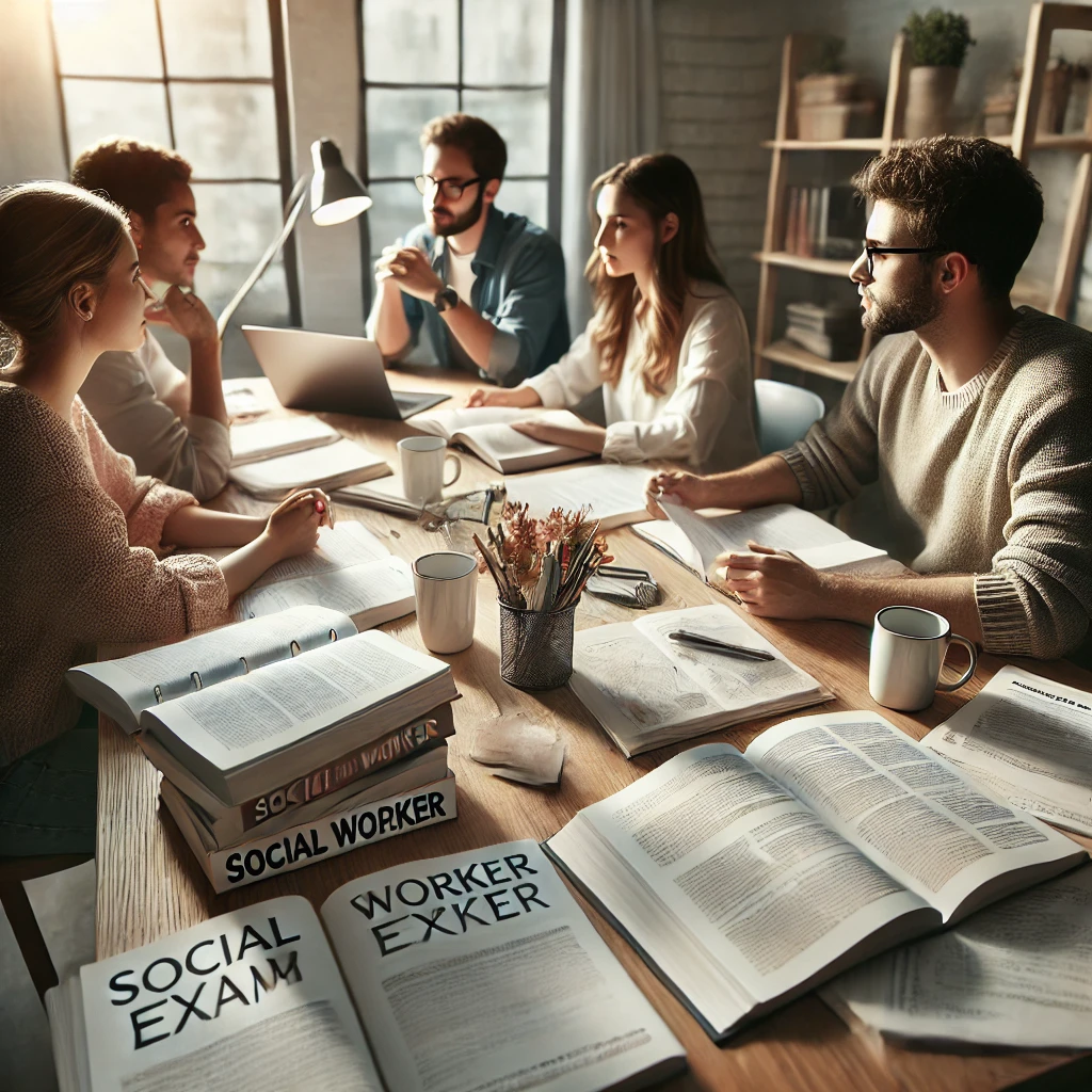 스터디 그룹에서 시험 주제를 토론하는 모습