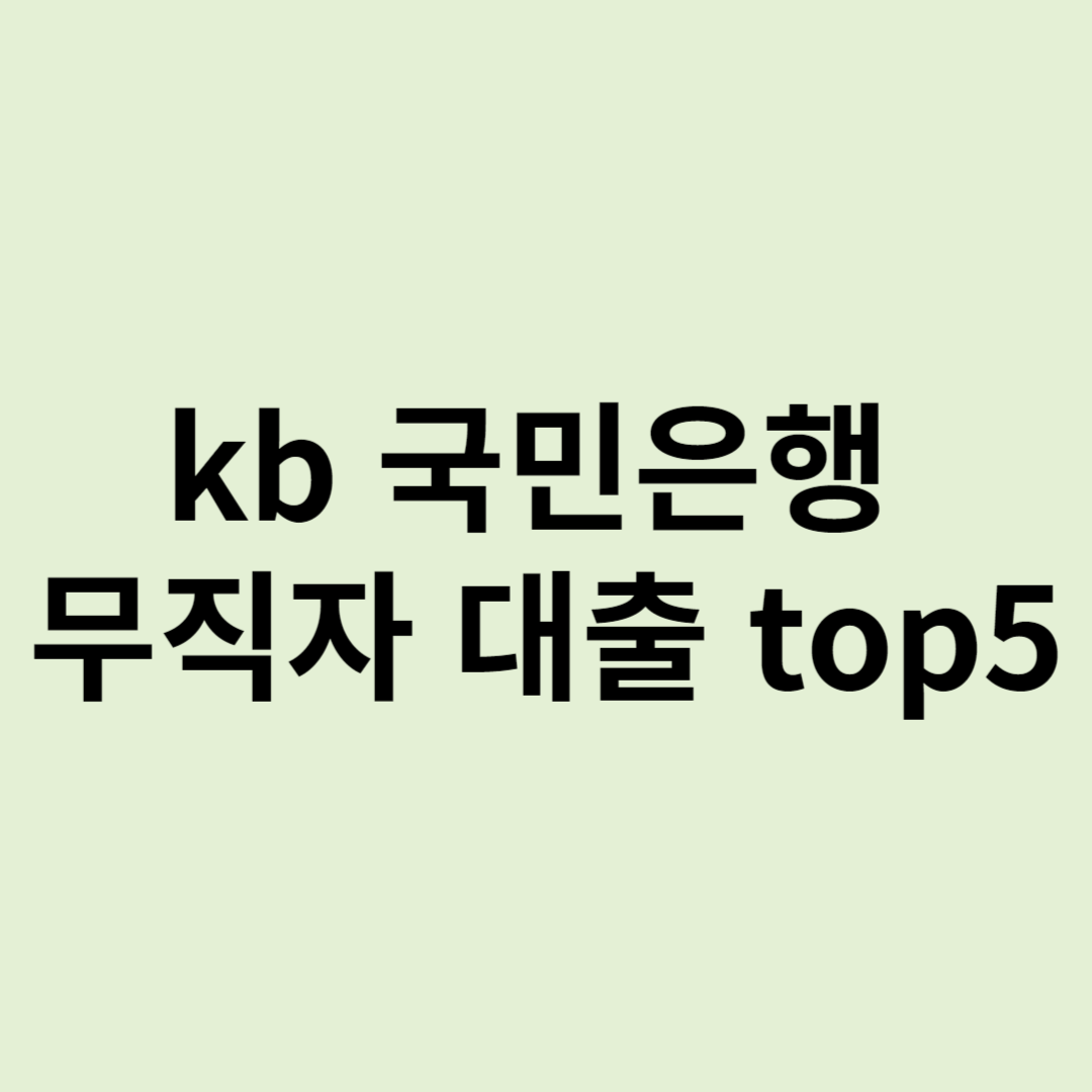 kb 국민은행 무직자 대출 top5