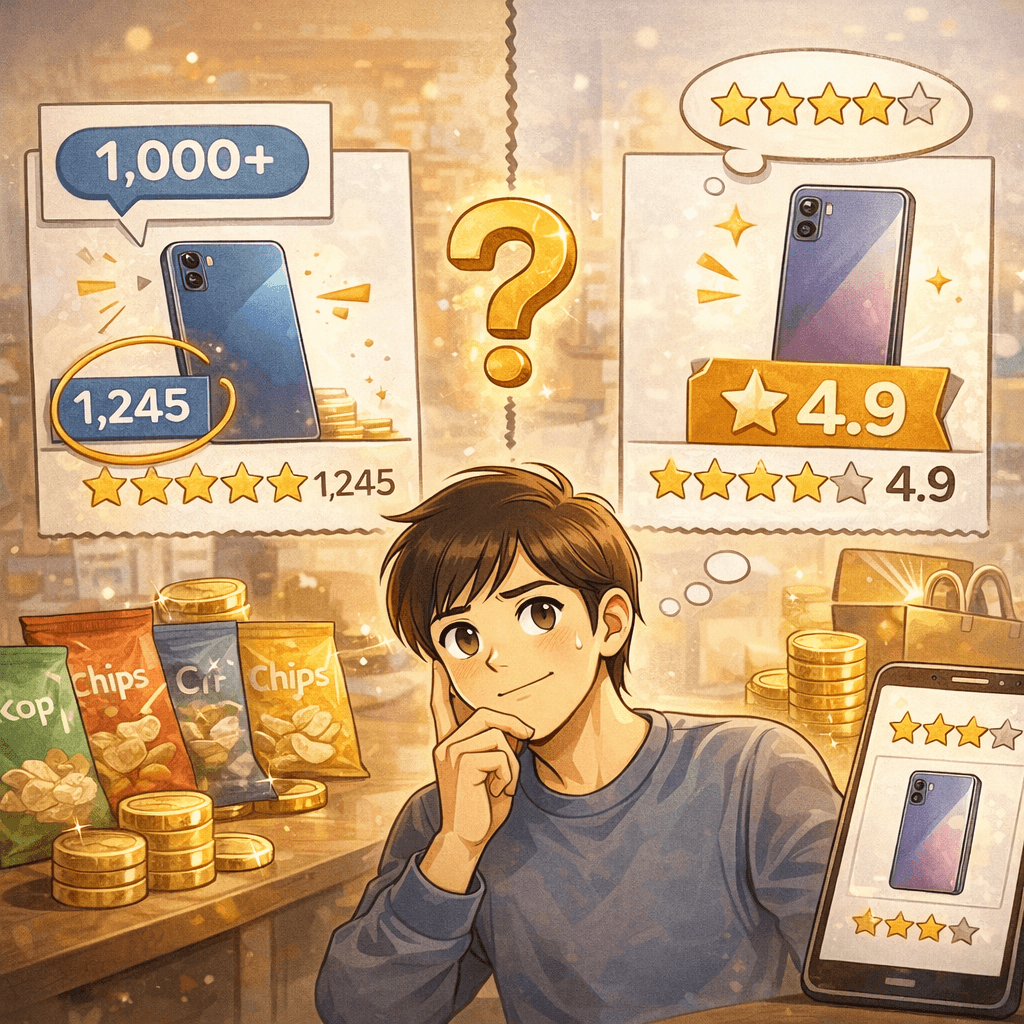 리뷰 1,000개 vs 평점 4.9, 뭐가 더 잘 팔릴까? (소비 심리 분석)