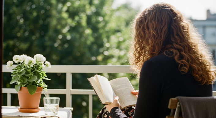 책을 읽는 여성 뒷모습