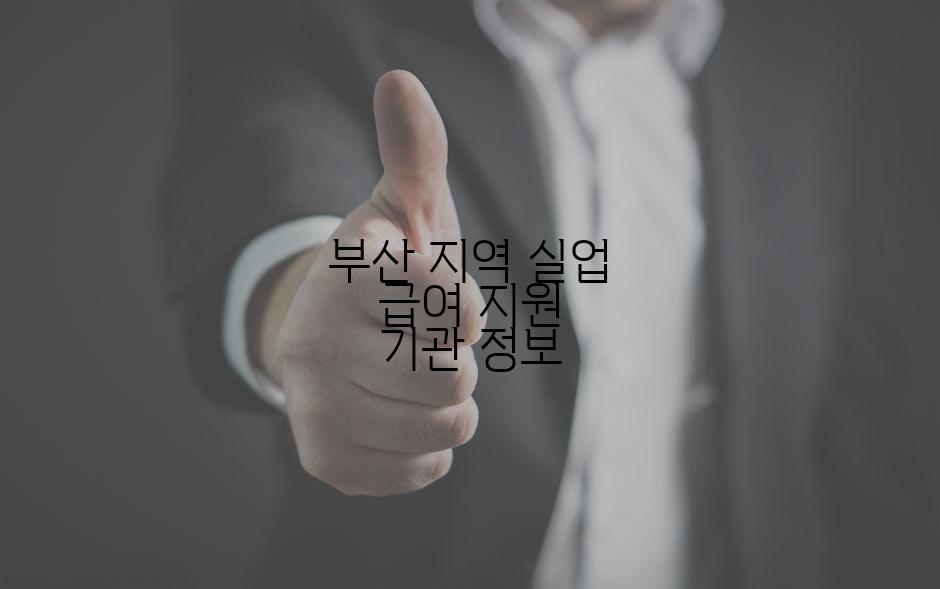 부산 지역 실업 급여 지원 기관 정보