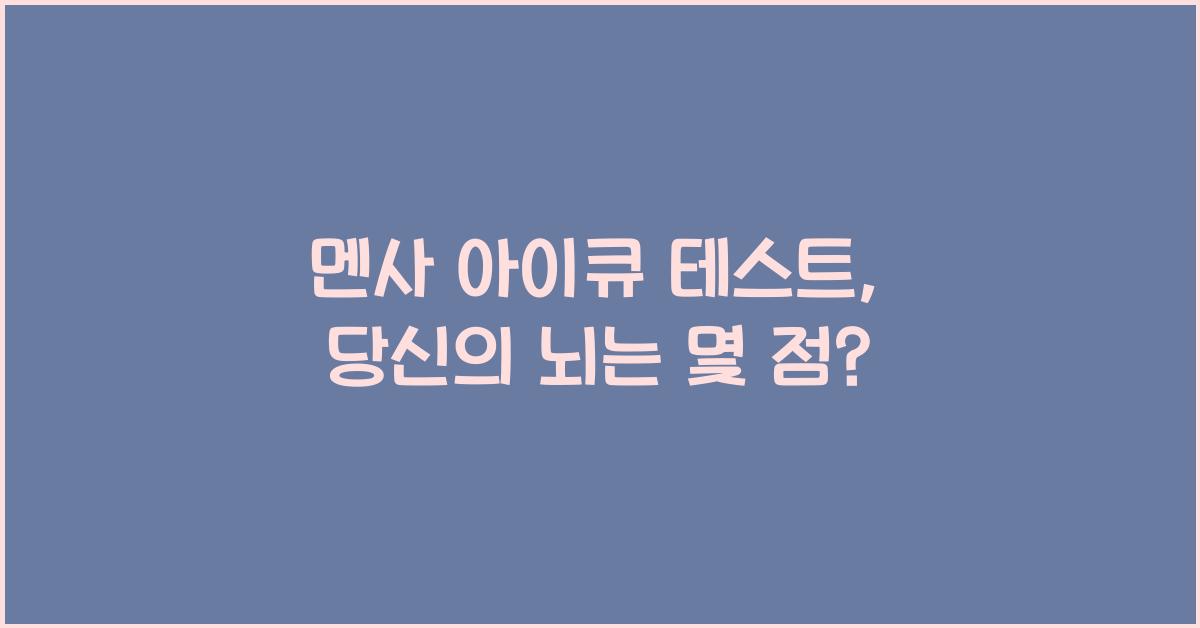 멘사 아이큐 테스트