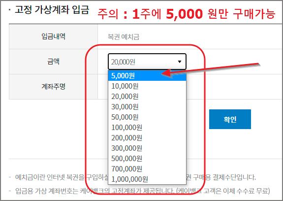 충전-예치금-금액별-화면