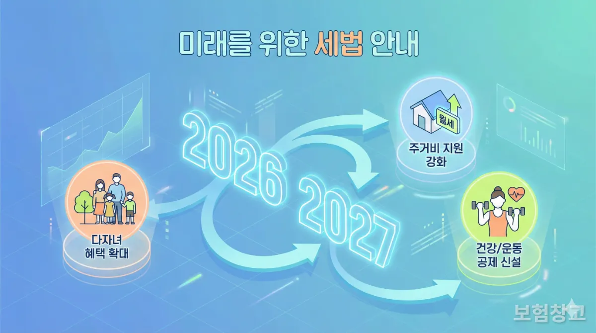 2026년 연말정산 변경사항을 나타내는 미래지향적 그래픽