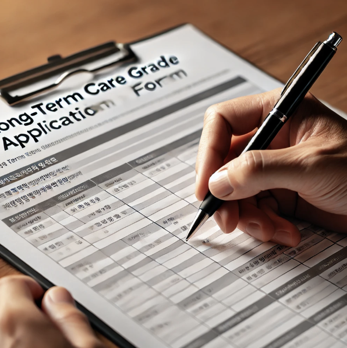 장기요양등급 신청서 작성 묘사 관련 사진.