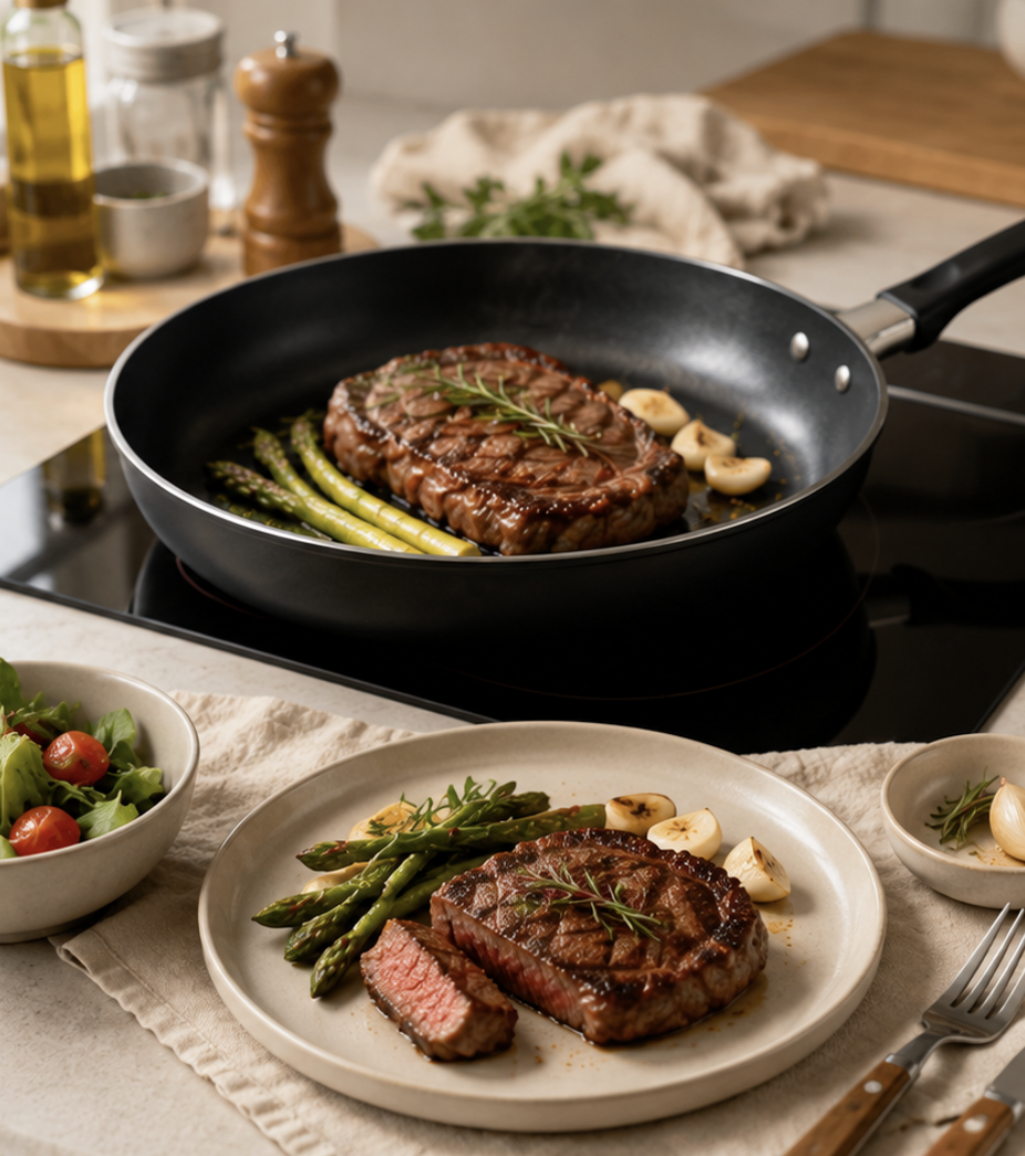 Real cooking effects shown on a kitchenware product page