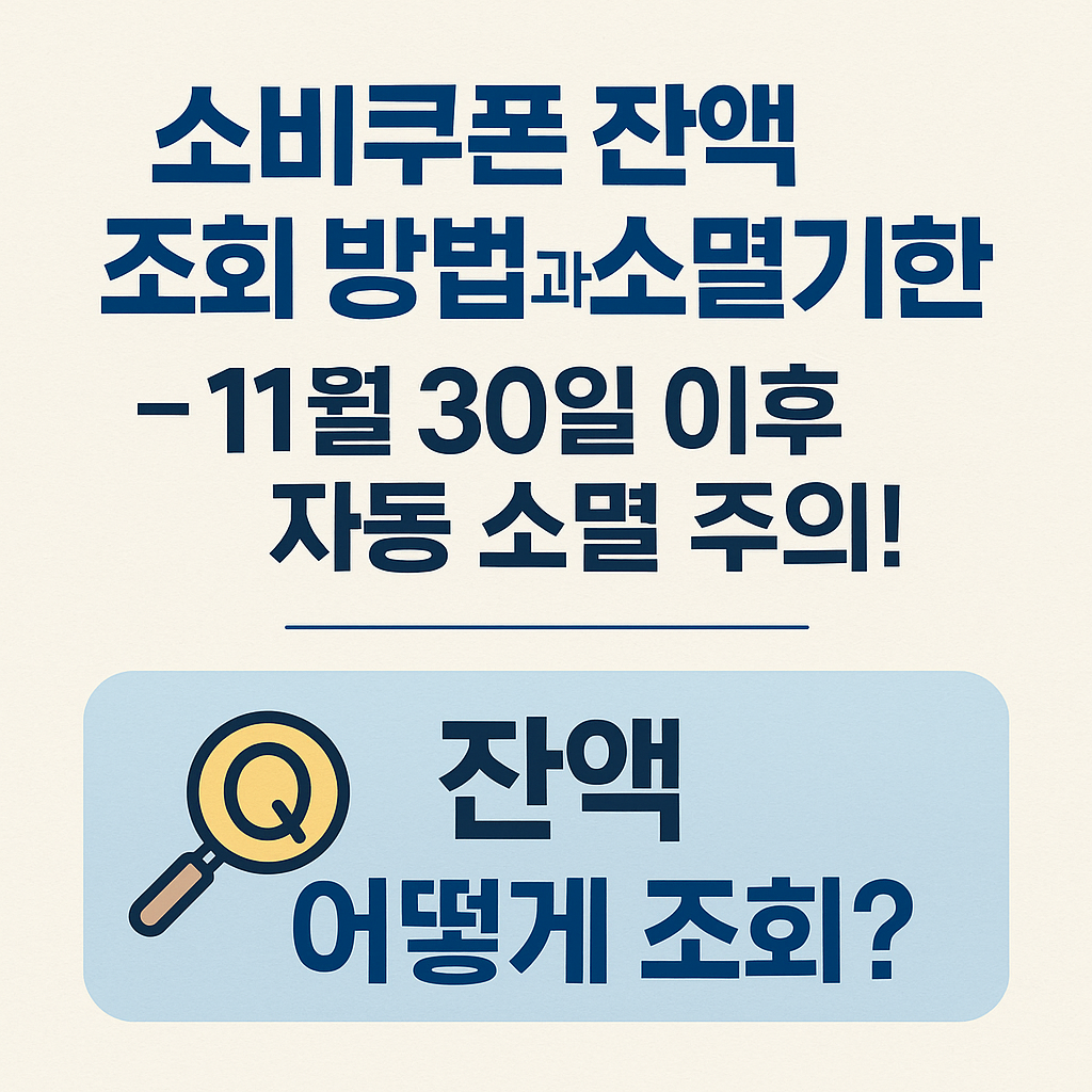 소비쿠폰 잔액 조회 방법과 소멸기한 정리 – 11월 30일 이후 자동 소멸 주의