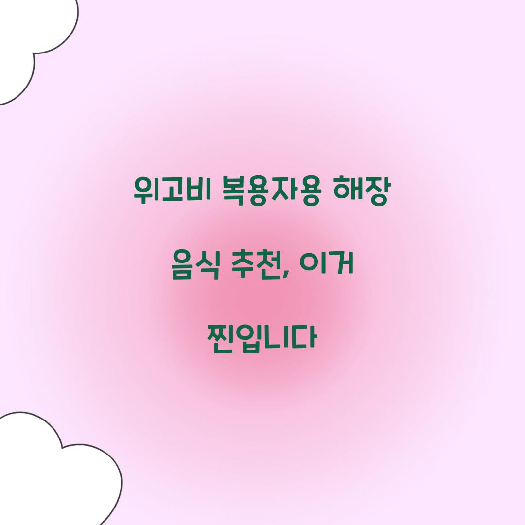 위고비 복용자용 해장 음식 추천