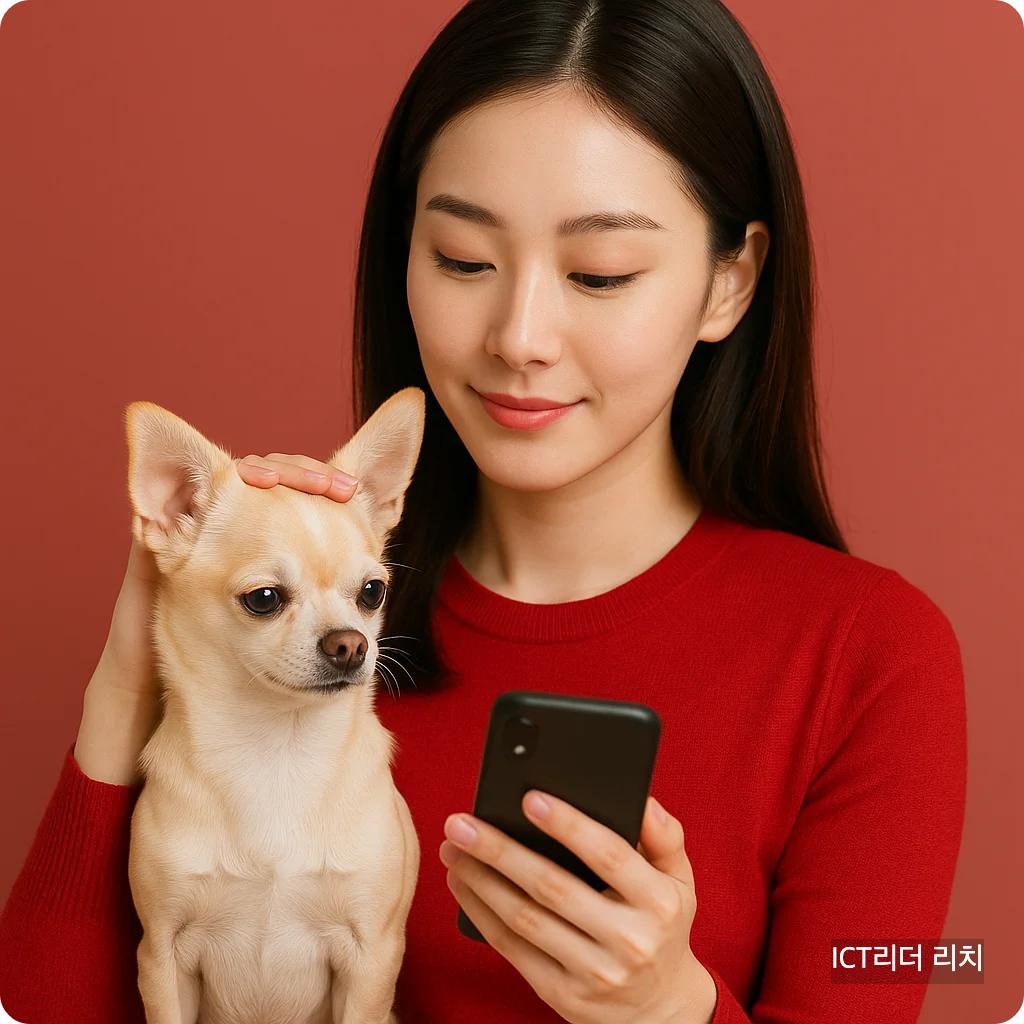 20대 여성이 강아지 건강체크를 하고 있는, AI 반려동물 건강관리 대표 썸네일