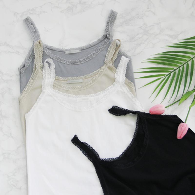 프릴 레이스나시 레이어드 민소매 슬리브리스 이너 끈나시