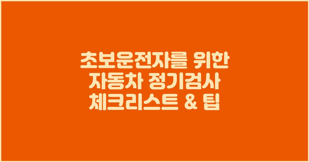초보운전자를 위한 자동차 정기검사