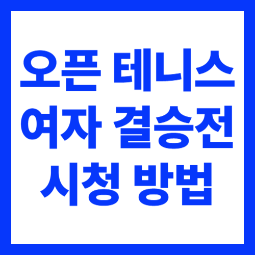 호주 오픈 테니스 2026 여자 단식 결승전 시청 방법 안내