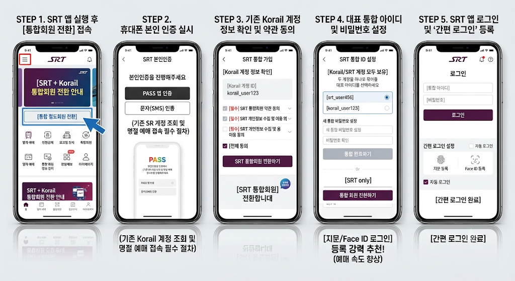 통합회원 전환 단계별 설명