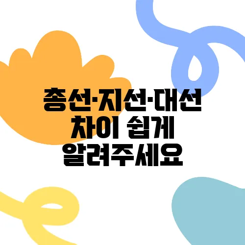 총선·지선·대선 차이 쉽게 알려주세요