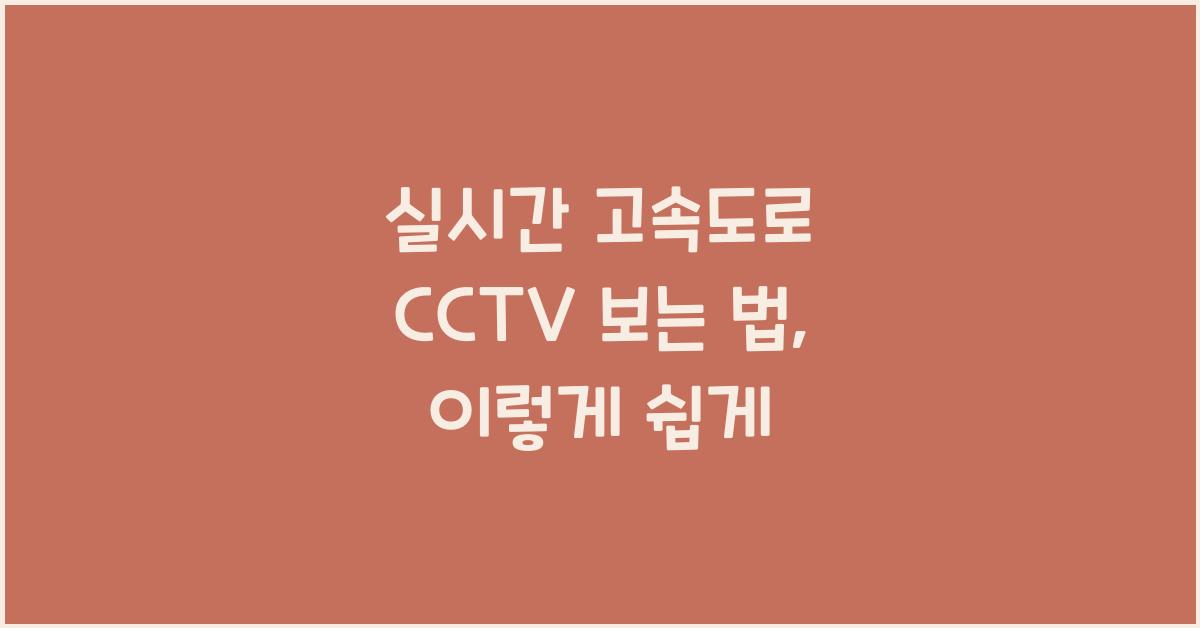 실시간 고속도로 cctv 보는 법