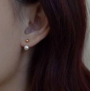여성용 디아더컬러 실버 925 미니 담수진주 하객룩 귀걸이
