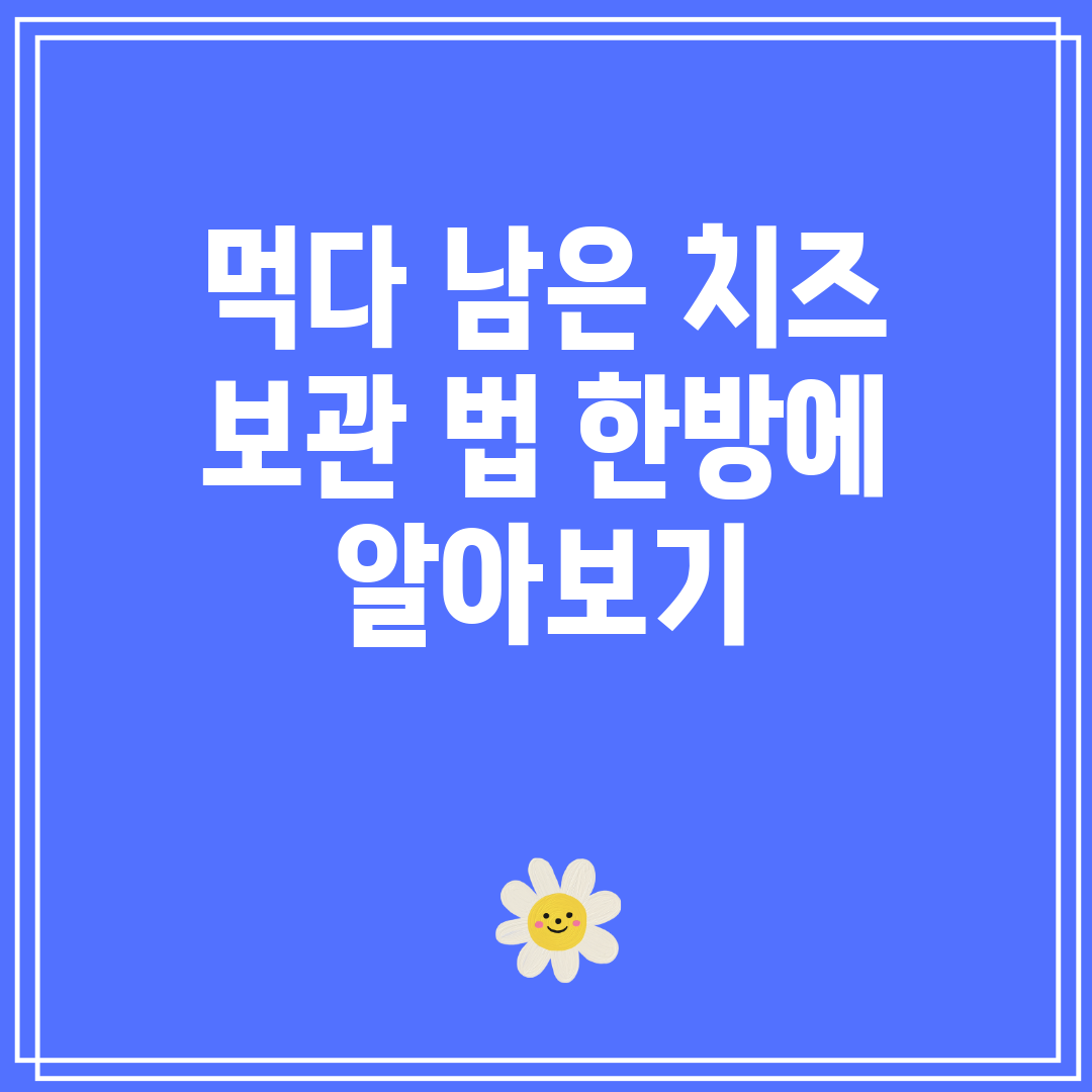 먹다 남은 치즈 보관 법 한방에 알아보기