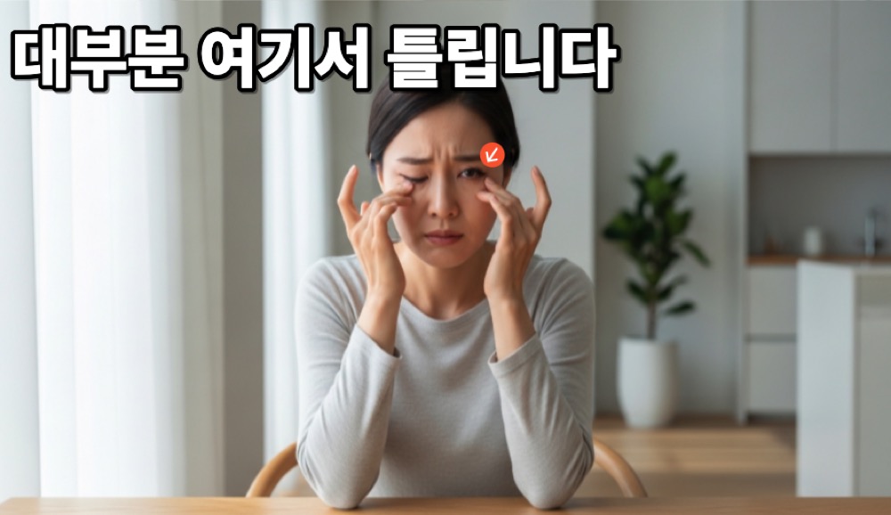 결막염 치료 방법이 필요한 눈 불편함을 느끼는 모습