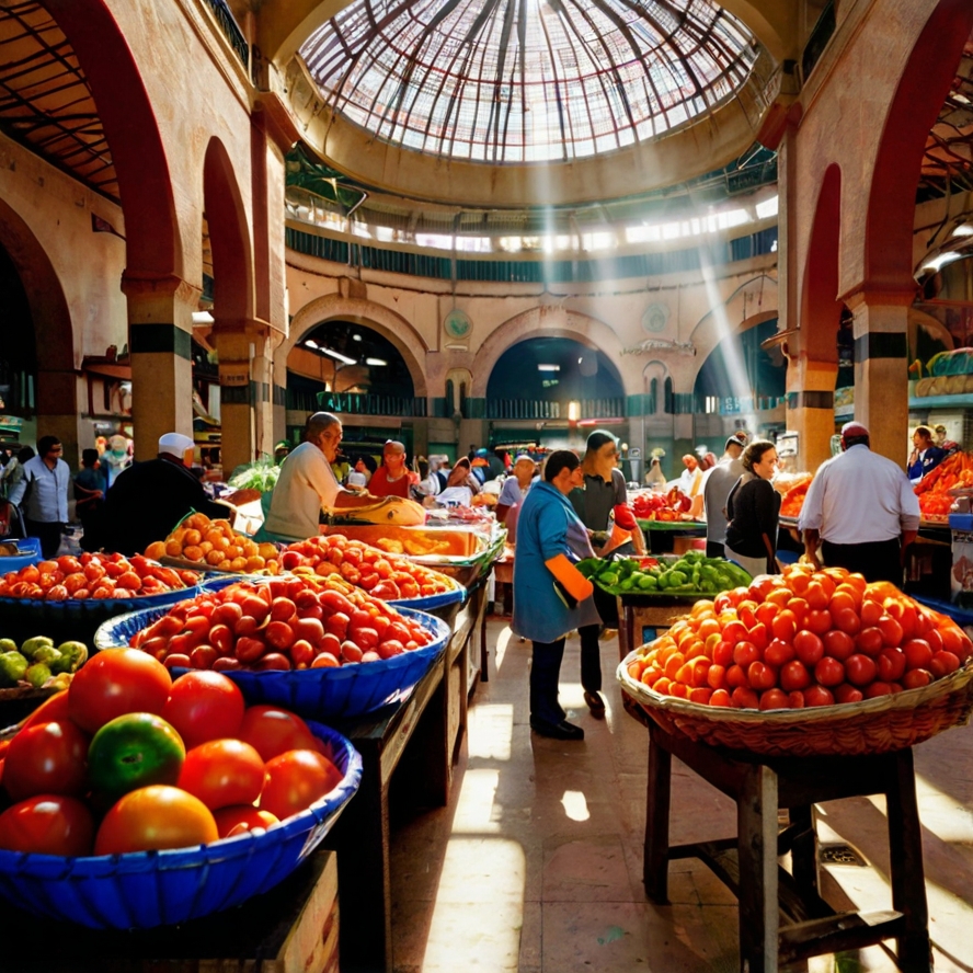 발렌시아 명소 중앙시장을 묘사한 이미지