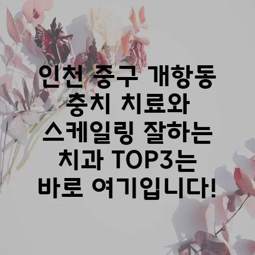 인천 중구 개항동 충치 치료와 스케일링 잘하는 치과 TOP3는 바로 여기입니다!