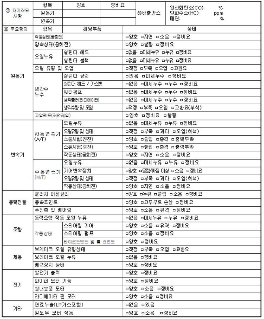 중고차 성능점검기록부