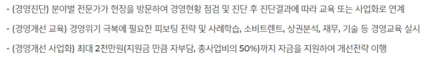 경영개선지원사업지원내용