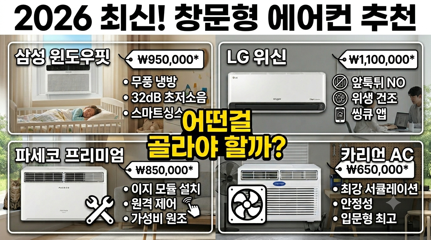 2026- 창문형- 에어컨- 추천 -Top 4 비교- 분석 -소음&middot;전기세&middot;설치 팁-5