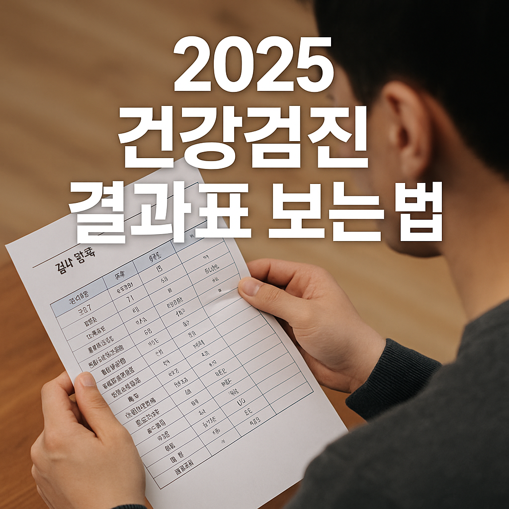 건강검진 결과표를 들여다보며 수치를 확인하는 사람의 모습