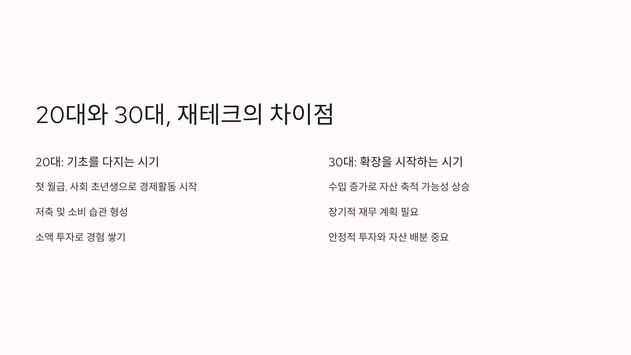 20대와 30대, 재테크의 차이점