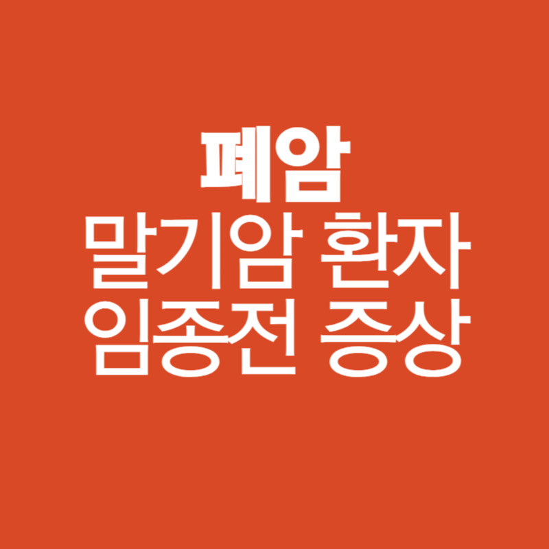 폐암 말기암 환자 임종전 증상