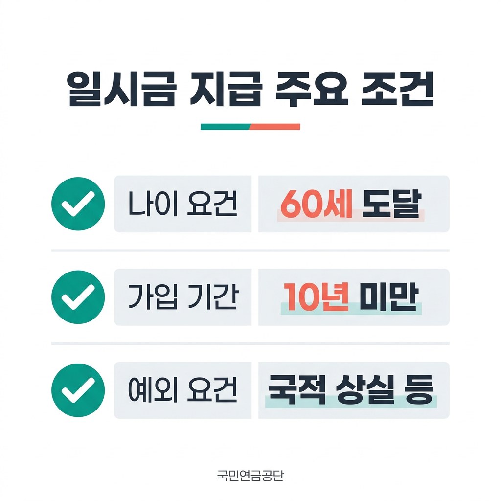 국민연금 60세 반환일시금 일시금 지급 주요 조건