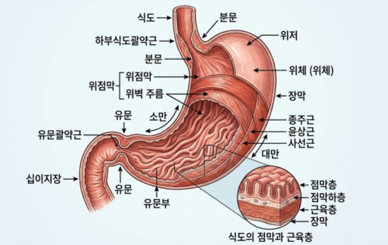 위장 소화기관 구조 이미지