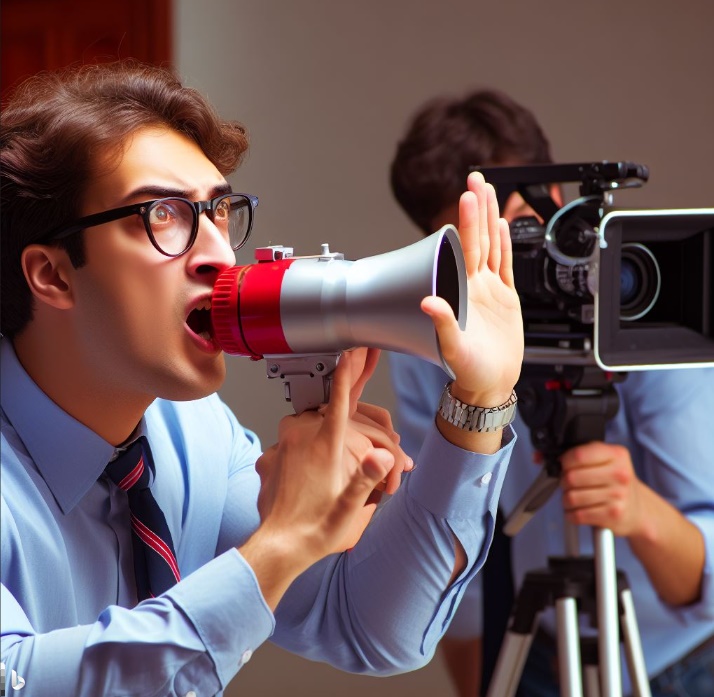 감독이 촬영기사에게 Cut to the Chase라고 외치는 모습