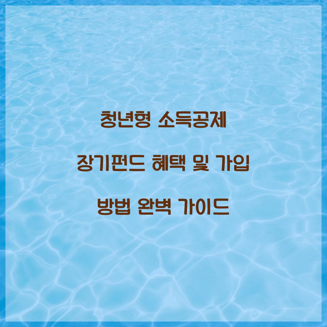 청년형 소득공제 장기펀드