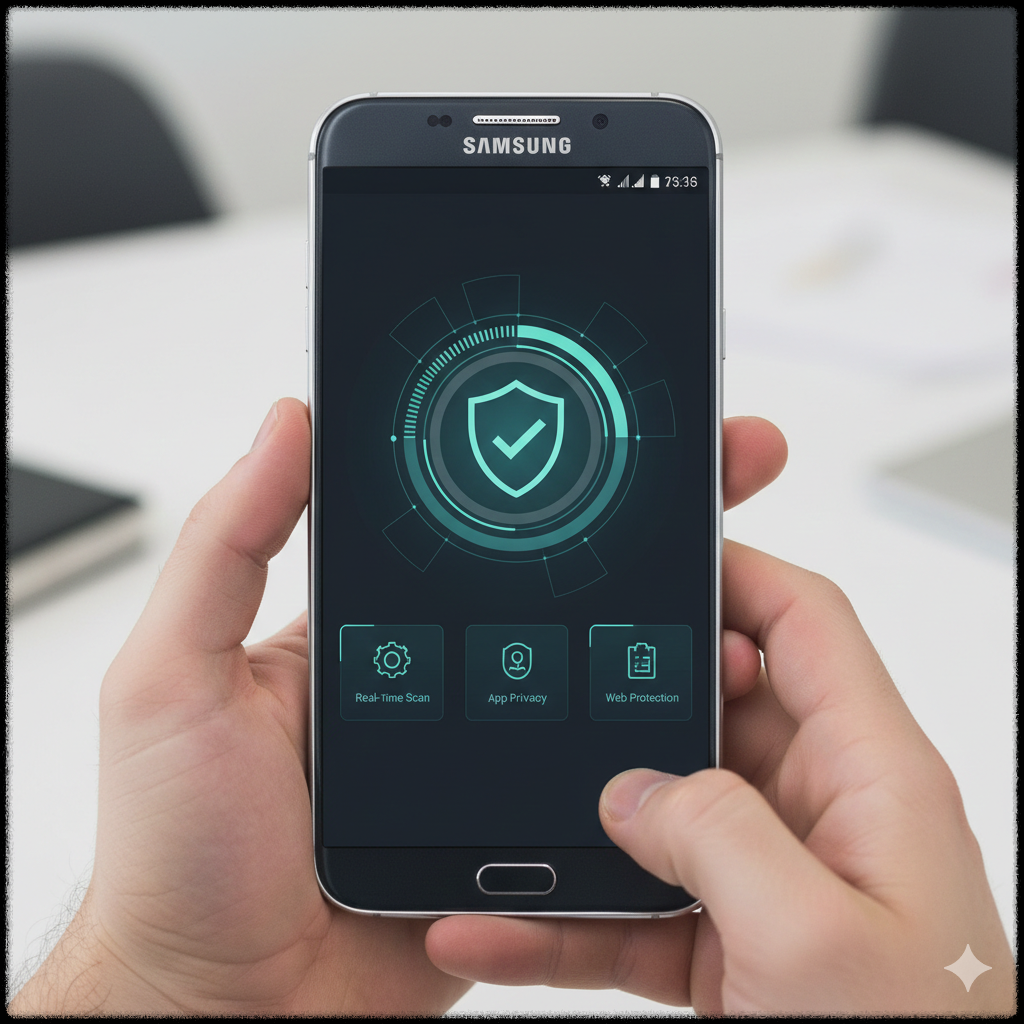 보안 알림과 모바일 백신 보호 설정 확인 화면