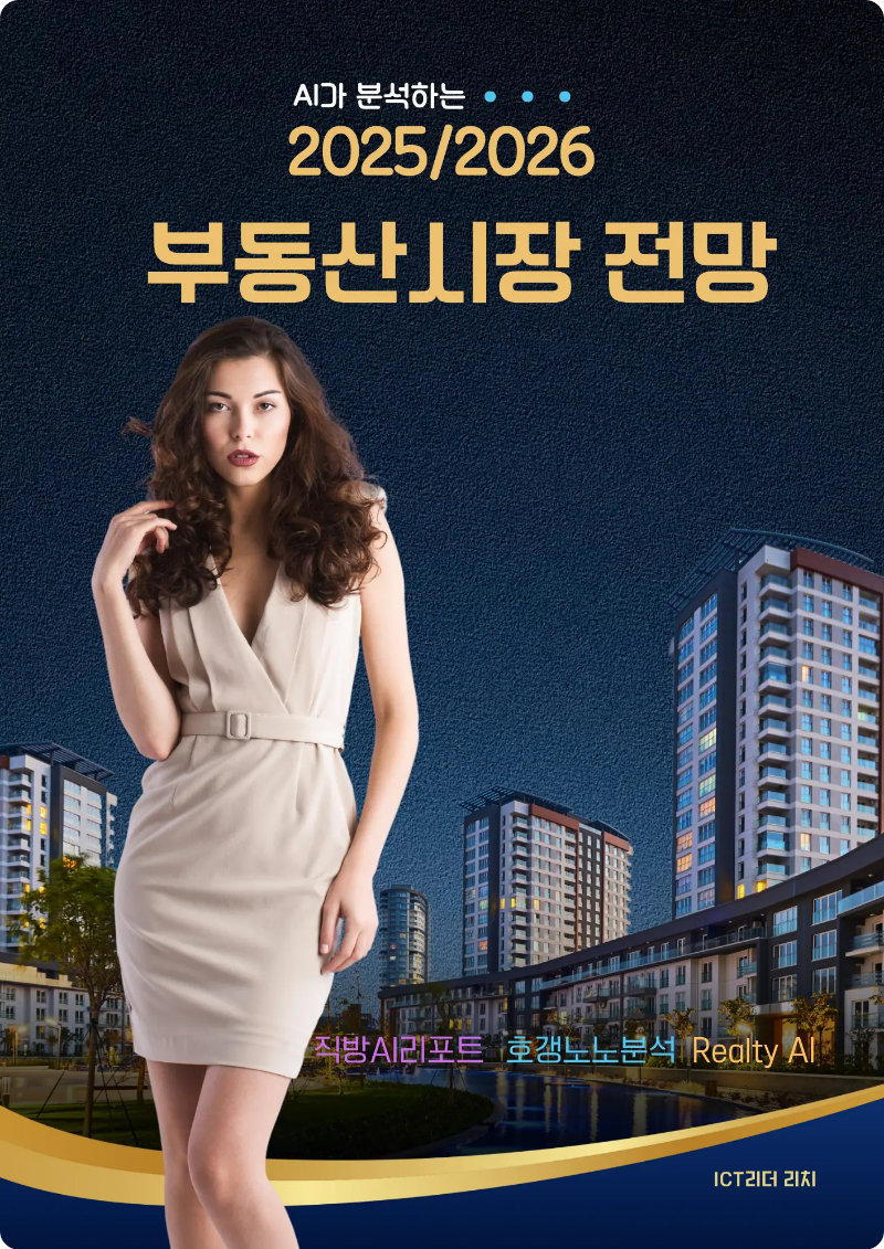 AI가 분석한 2025/2026 부동산시장 전망을 소개하는 고급 스타일의 세로형 인포그래픽 포스터