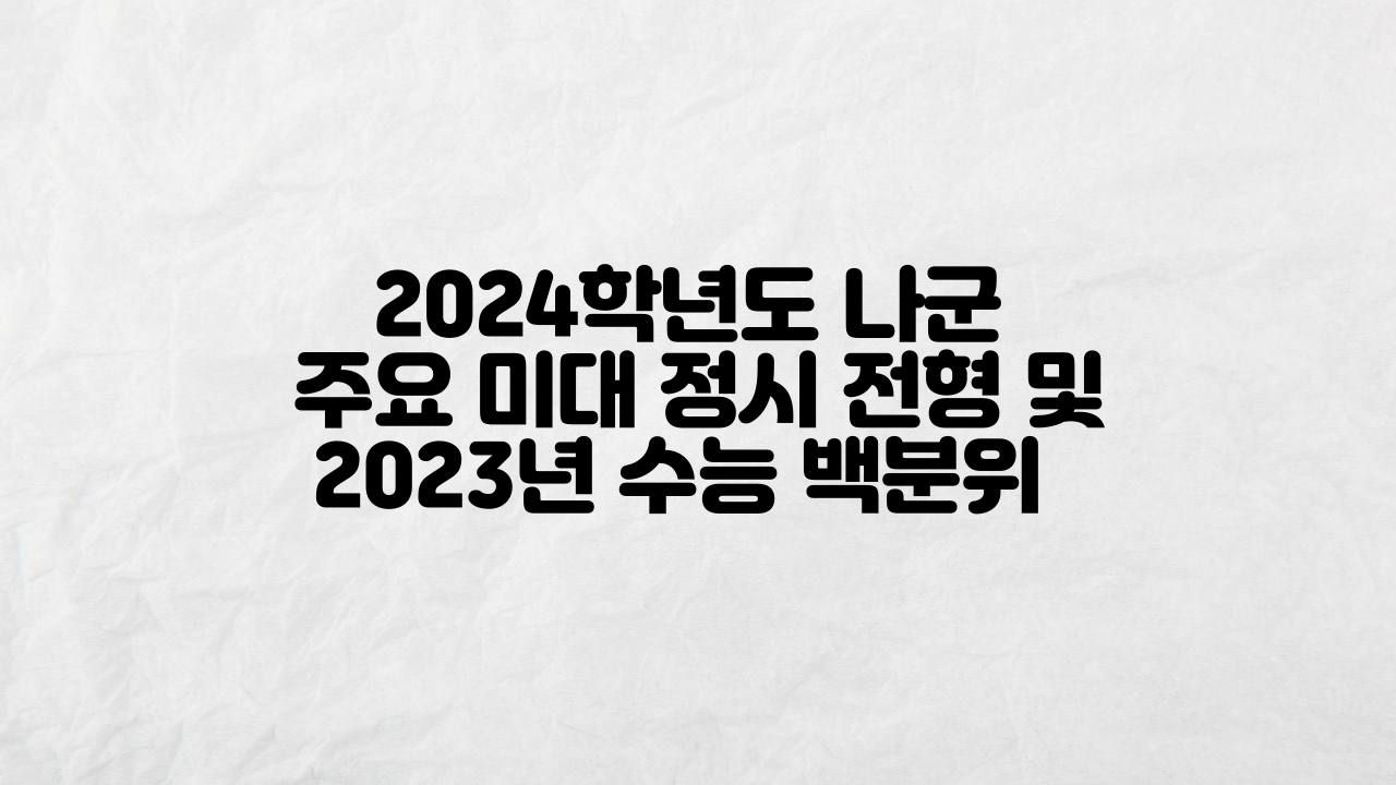 2024학년도 나군 주요 미대 정시 전형 및 2023년 백분위 안내 이미지