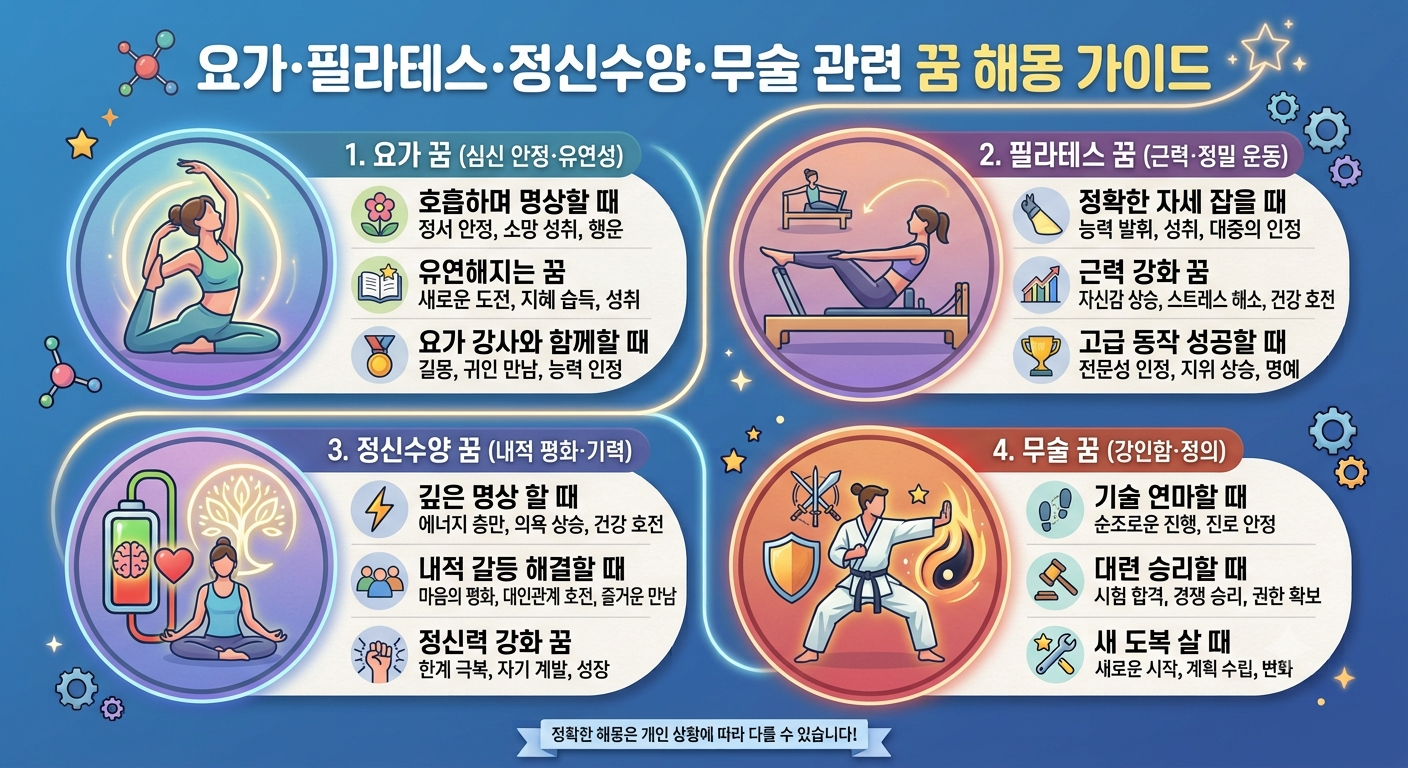 요가, 필라테스 및 정신수양&middot;무술에 관한 꿈