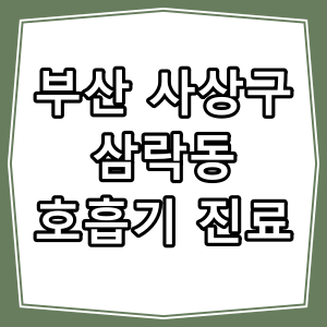 부산시 사상구 삼락동 호흡기 내과 진료 동네 병원