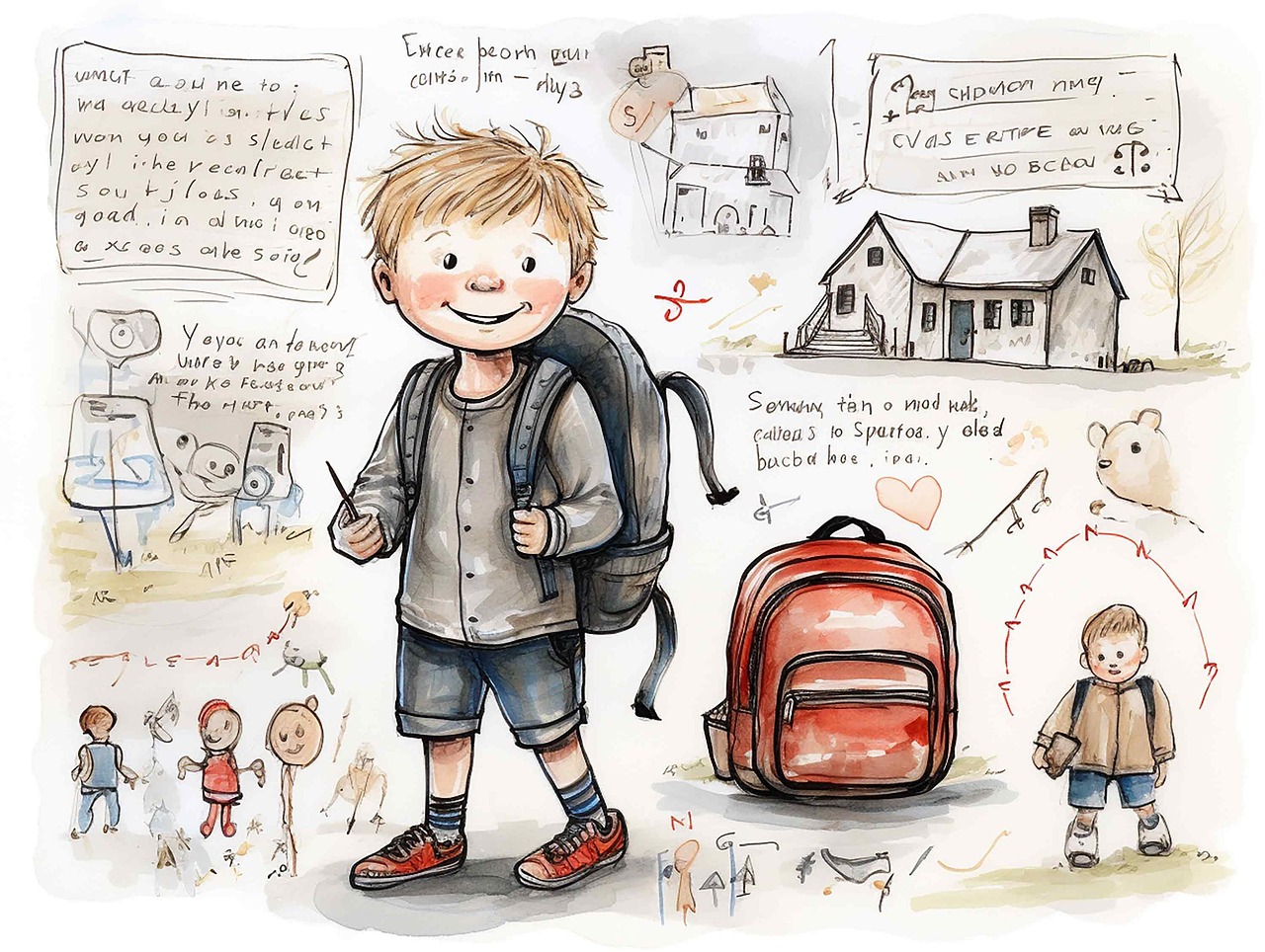 책가방을 멘 어린이 그림