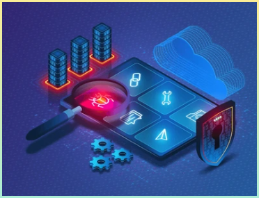 디지털 돋보기 검색 어플리케이션을 이용한 애플리케이션 보안 테스트 개념 - AST - 보안 위협에 대한 저항력이 있는 어플리케이션을 만드는 프로세스 - 3D 그림