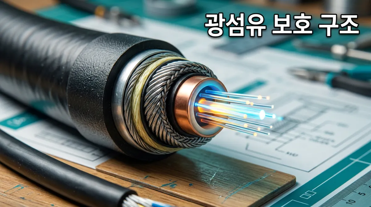 틸트 시프트 효과로 촬영된 해저 광케이블 단면 미니어처 모형