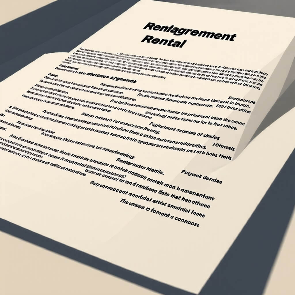임대 계약서의 주요 조항을 강조한 이미지. 계약서의 일부가 확대되어 보이는 형식