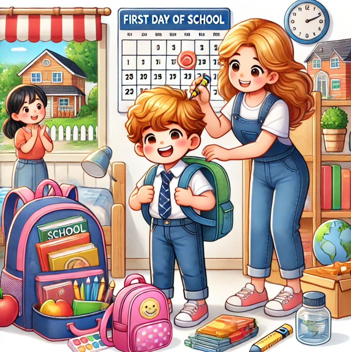 입학 준비하는 초등학생 이미지