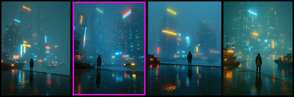 floating city, neon-lit 세계관 실험 생성 이미지_Midjourney