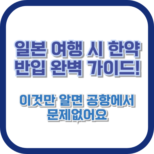 일본 여행 시 한약 반입 완벽 가이드! 이것만 알면 공항에서 문제없어요