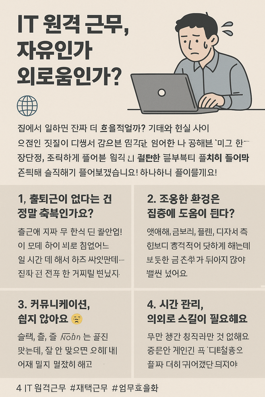 IT 원격 근무, 자유인가 외로움인가?