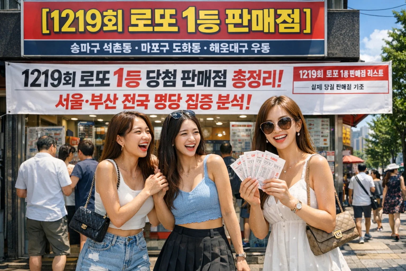 1,219회 로또 당첨 번호, 1등, 2등 당첨 지역, 송파구, 부산 해운대구 등
