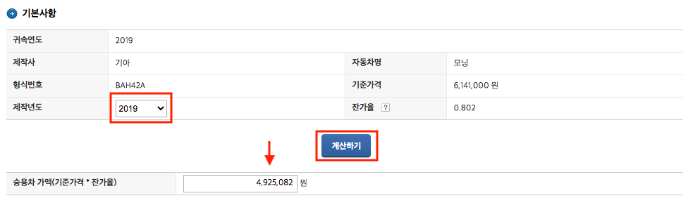 자동차 시가 표준액